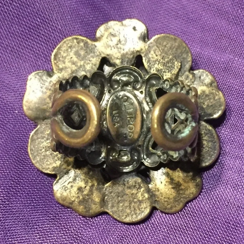 Ollipop Ornate Flower Adjustable Ring Sweet Romance
